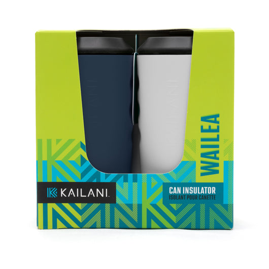 WAILEA Can Insulator Duo Pack - Sold as Six Packs of Duos (Total of 12 Insulators) - Navy/White - Drinkware