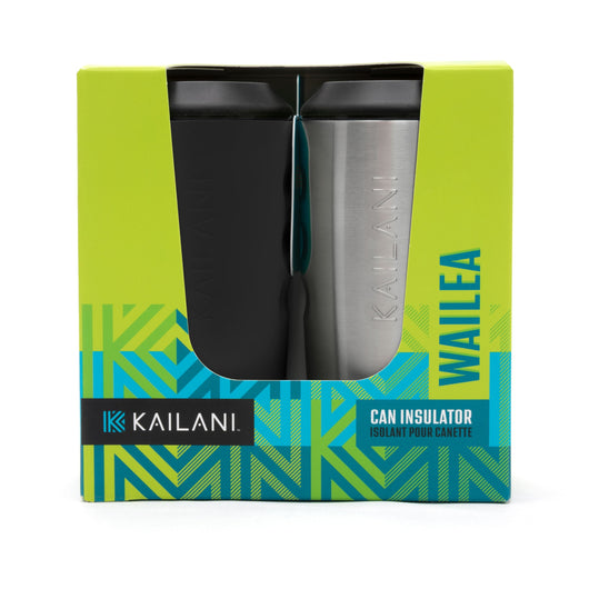 WAILEA Can Insulator Duo Pack - Sold as Six Packs of Duos (Total of 12 Insulators) - Black/Steel - Drinkware