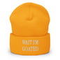 Wait I’m Goated Embroidered Knit Cuffed Beanie - Gold