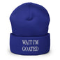 Wait I’m Goated Embroidered Knit Cuffed Beanie - Royal