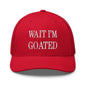 Wait I’m Goated Embroidered Mesh Trucker Hat - Red