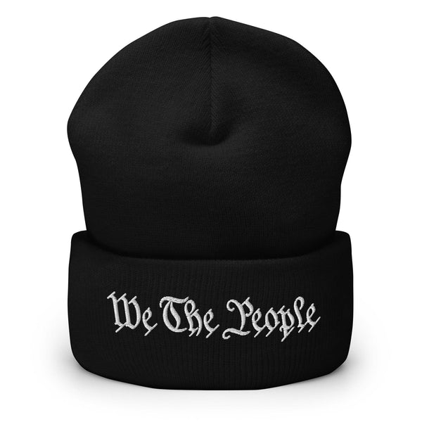 We The People Embroidered Knit Cuffed Beanie - Black