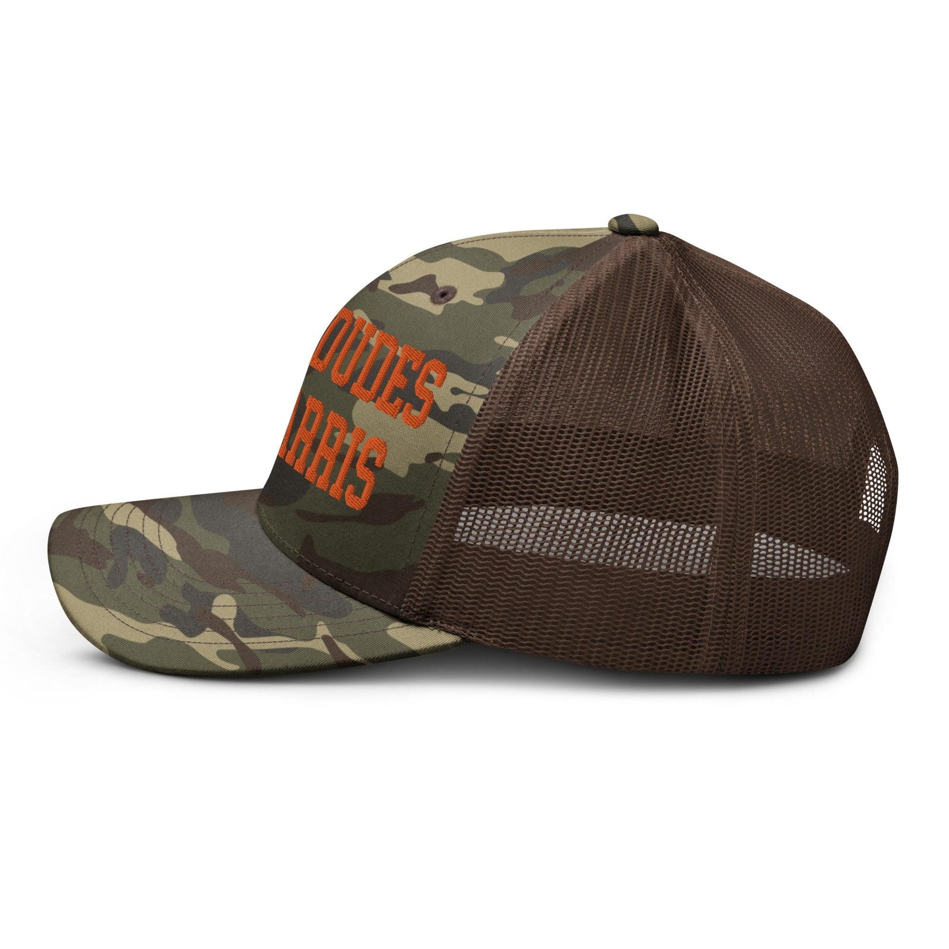 White Dudes For Harris Embroidered Camo Trucker Hat Orange