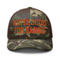 White Dudes For Harris Embroidered Camo Trucker Hat Orange - Camo/Brown
