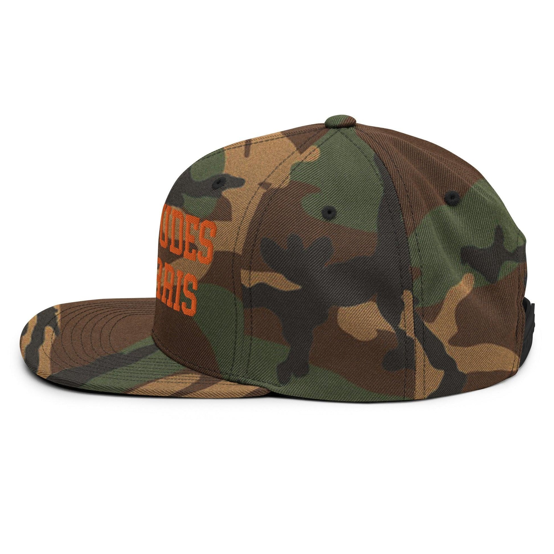 White Dudes For Harris Embroidered Flat Bill Brim Snapback Hat Orange Camo