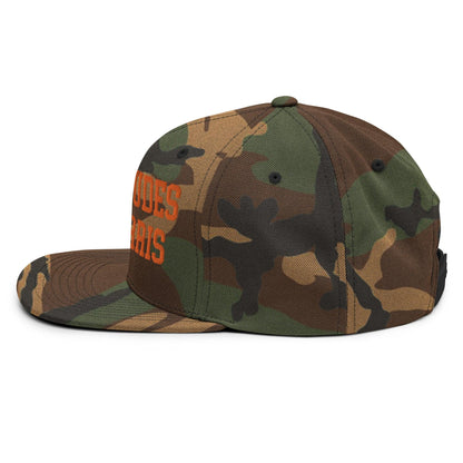 White Dudes For Harris Embroidered Flat Bill Brim Snapback Hat Orange Camo