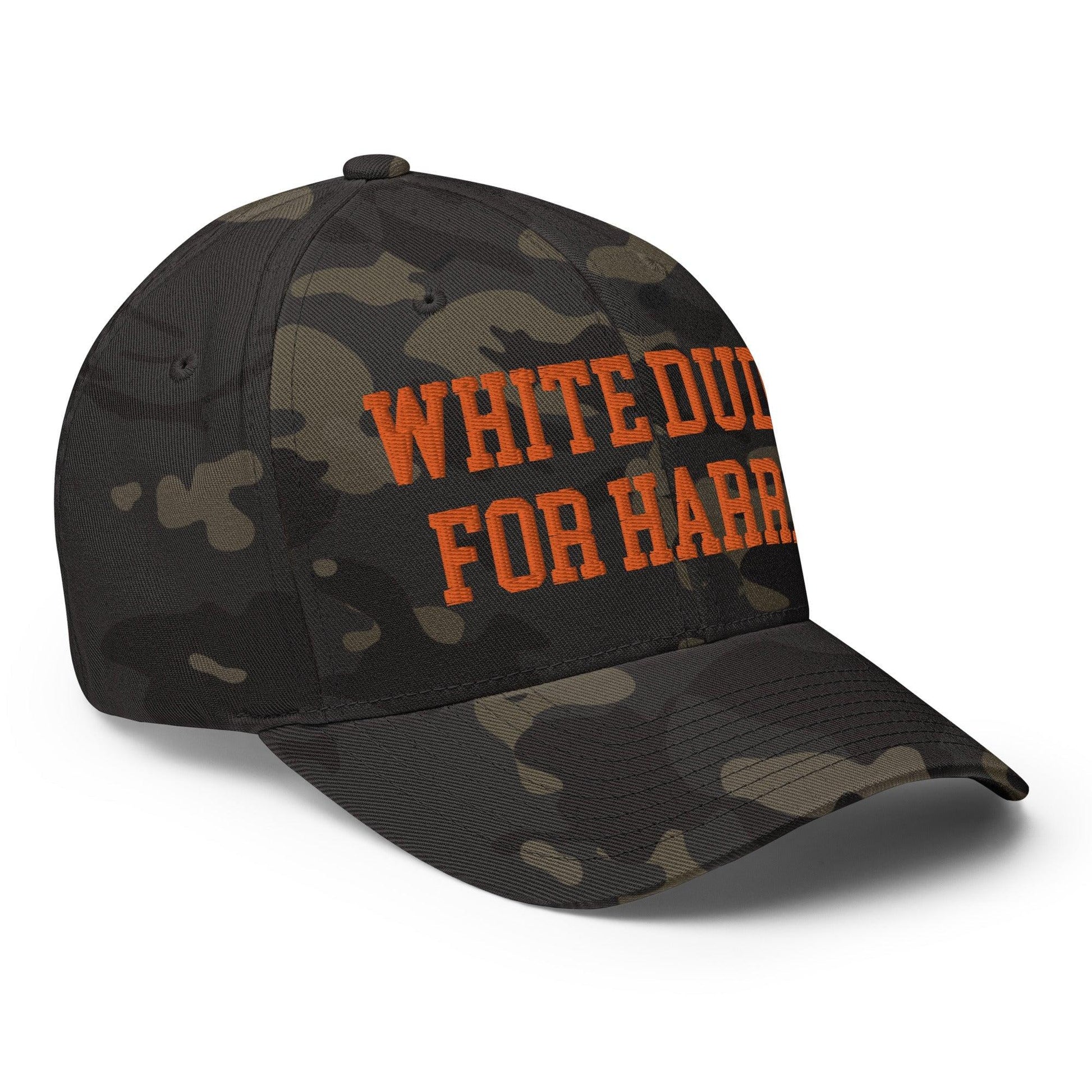 White Dudes for Harris Embroidered Stretch Fit Baseball Hat Orange Camo