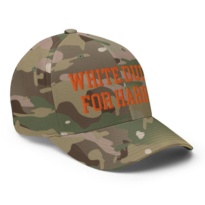 White Dudes for Harris Embroidered Stretch Fit Baseball Hat Orange Camo