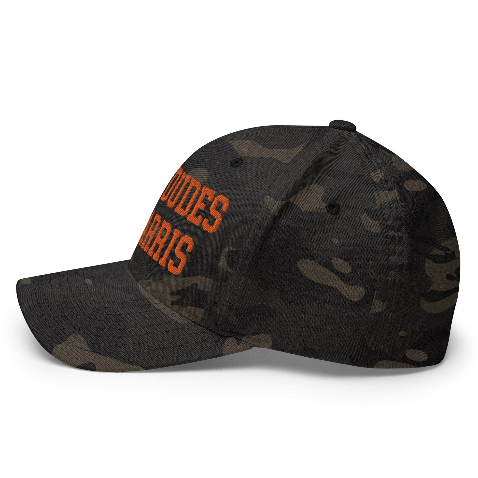 White Dudes for Harris Embroidered Stretch Fit Baseball Hat Orange Camo