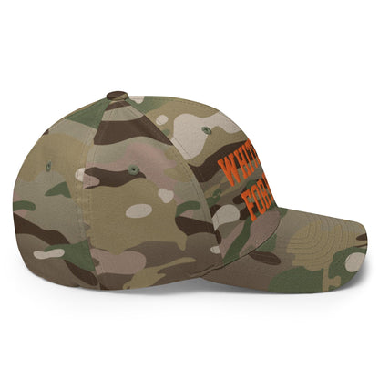White Dudes for Harris Embroidered Stretch Fit Baseball Hat Orange Camo