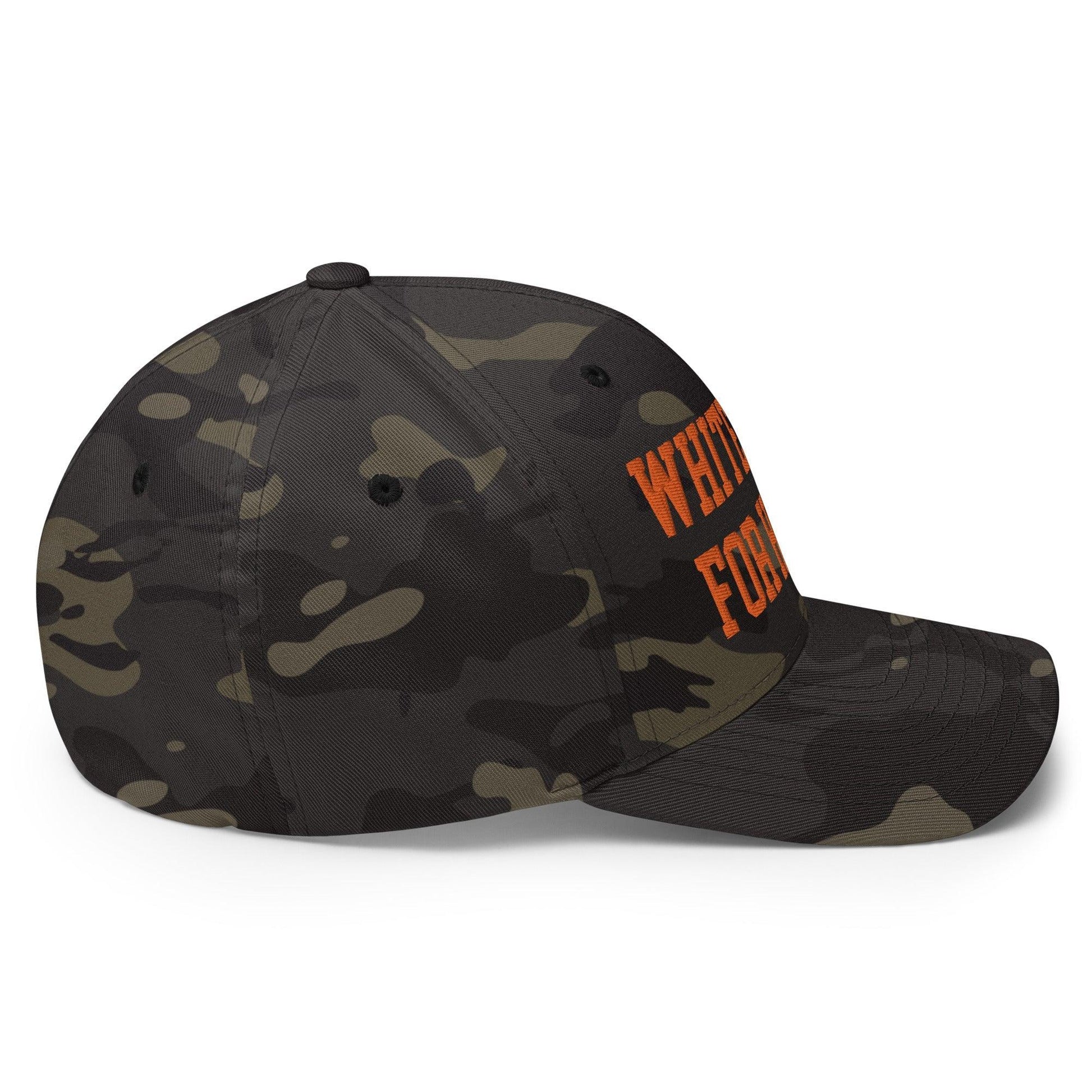White Dudes for Harris Embroidered Stretch Fit Baseball Hat Orange Camo