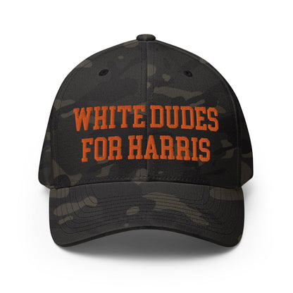 White Dudes for Harris Embroidered Stretch Fit Baseball Hat Orange Camo - Multicam Black / S/M