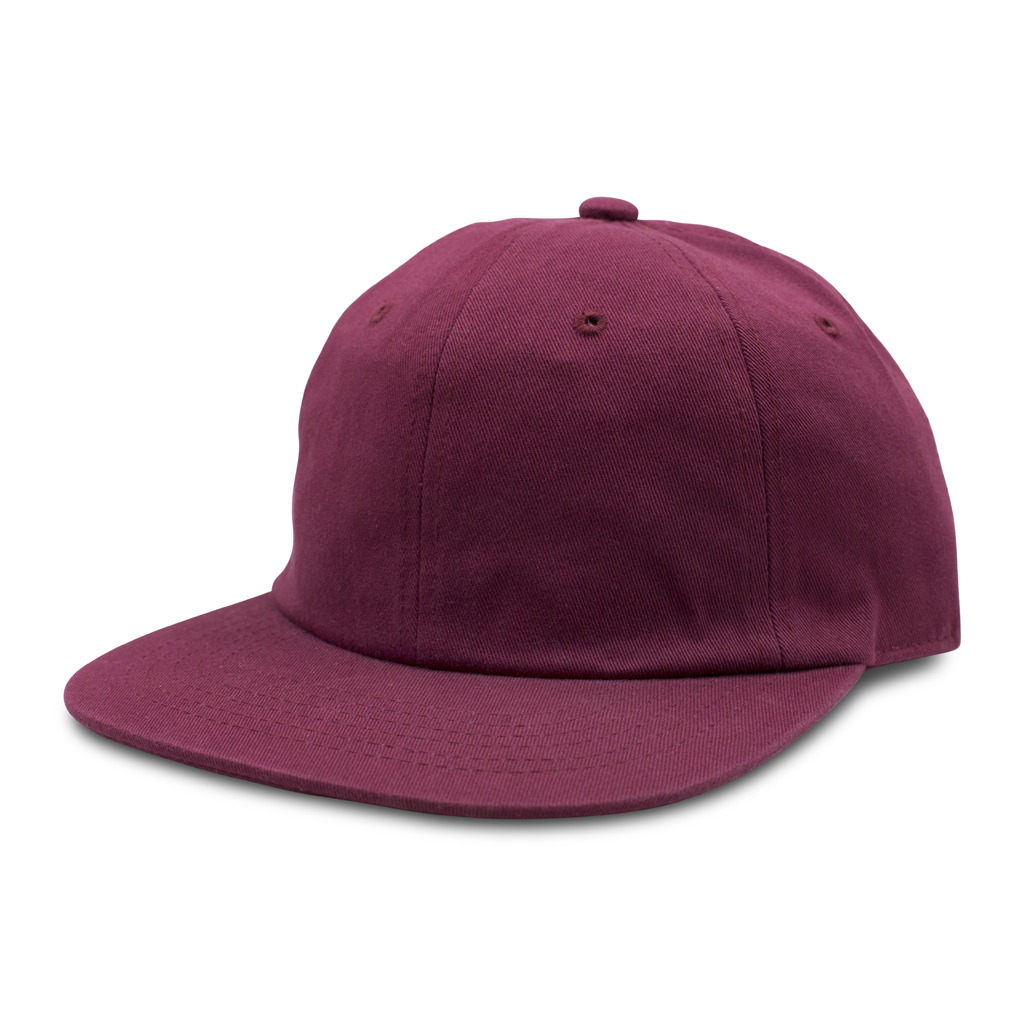 GN-1004SB - Washed Cotton Flat Bill Cap - Wine / One Size - CAPS