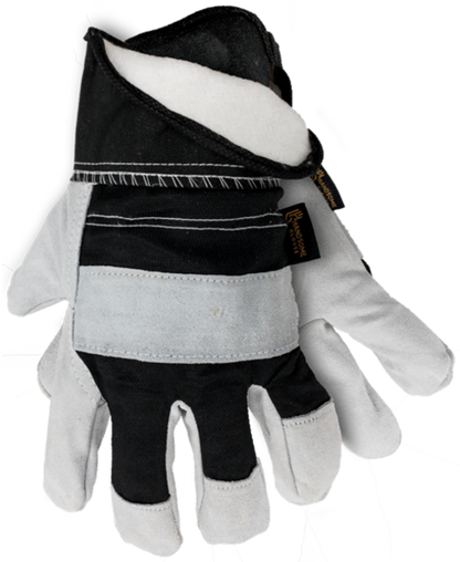 Black and white cowhide work gloves from Winter Lined Cowhide Work Gloves collection