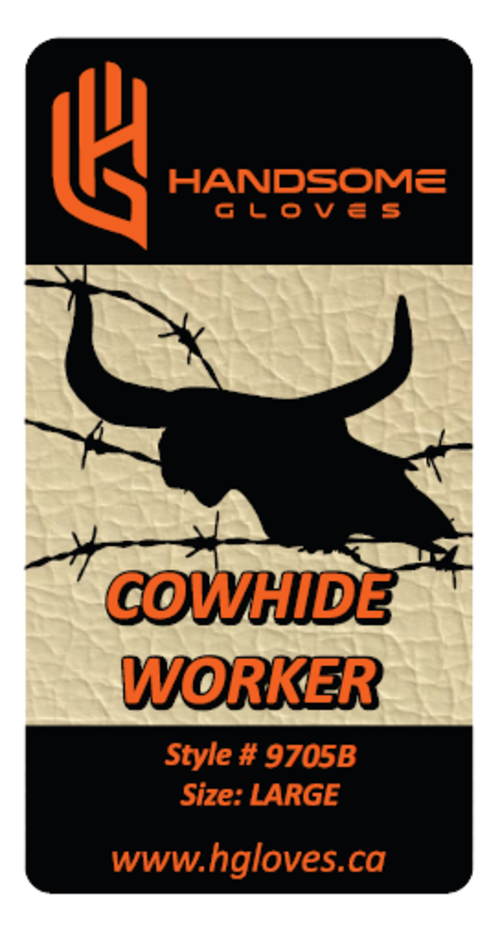 Cowhide work gloves tag for Winter Lined Cowhide Work Gloves - 9705B, premium custom apparel