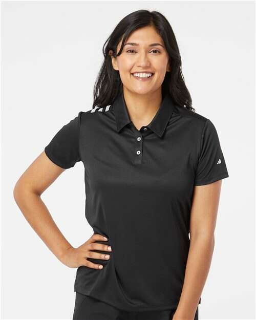 -Women's 3-Stripes Shoulder Polo-torontoscreenprinting.ca