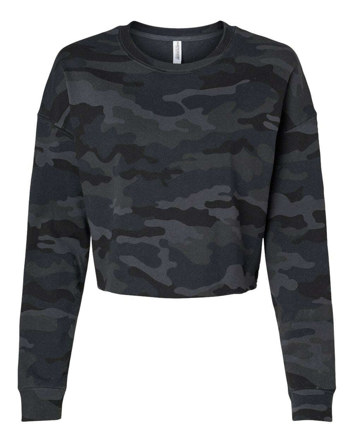 Women's Lightweight Crop Crewneck Sweatshirt AFX24CRP - Black Camo / XS - Sweatshirts & Hoodies