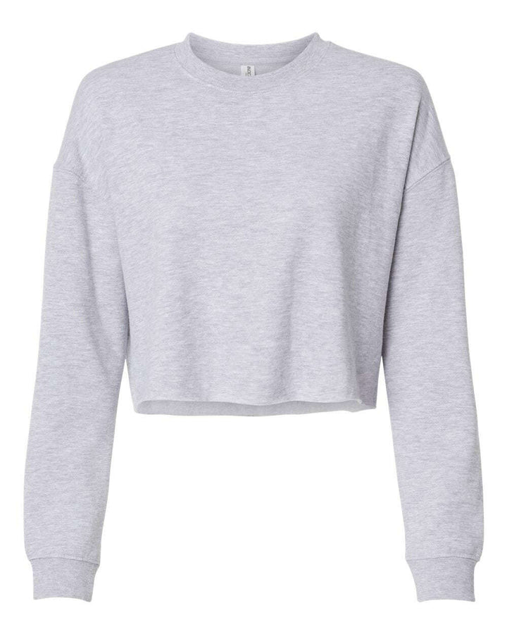 Women's Lightweight Crop Crewneck Sweatshirt AFX24CRP - Grey Heather / XS - Sweatshirts & Hoodies