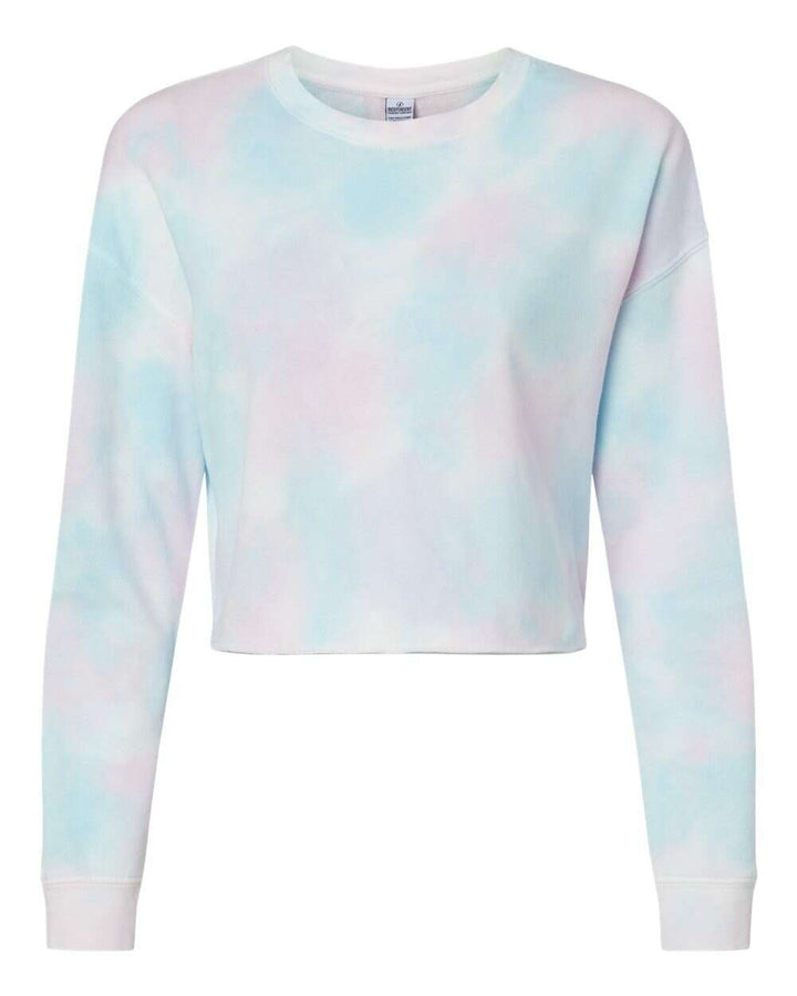 Women's Lightweight Crop Crewneck Sweatshirt AFX24CRP - Tie Dye Cotton Candy / XS - Sweatshirts & Hoodies