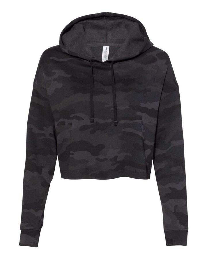 Women's Lightweight Crop Hooded Sweatshirt - AFX64CRP - Black Camo / XS - Cropped Hoodie