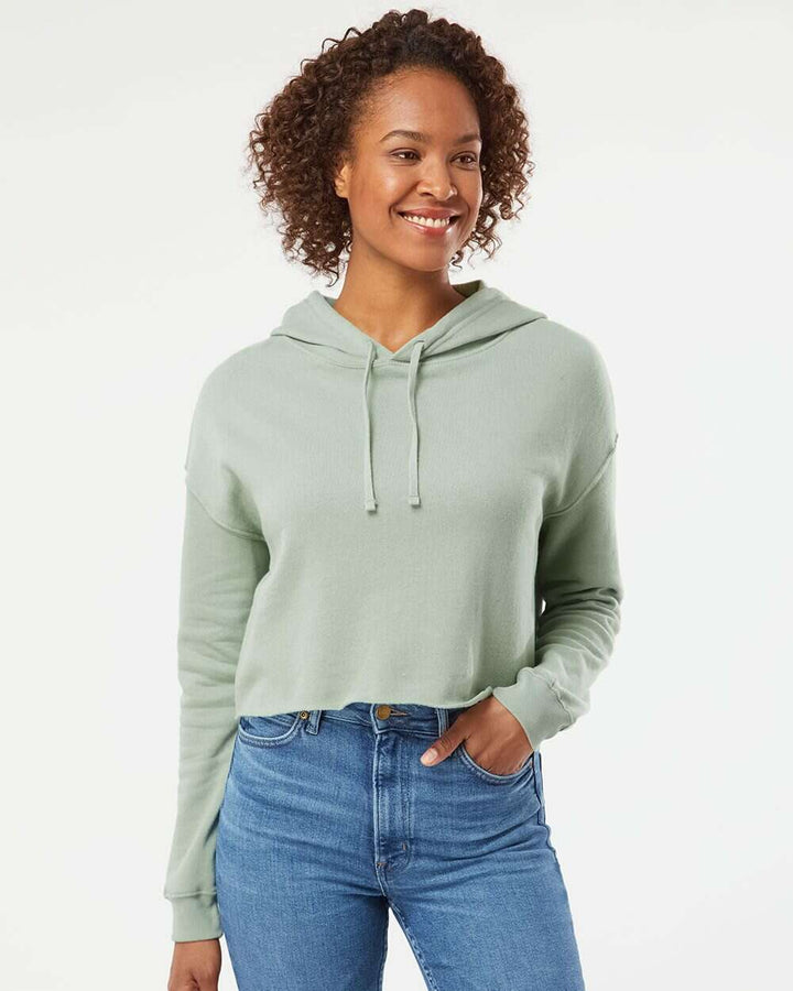 Women's Lightweight Crop Hooded Sweatshirt - AFX64CRP - Cropped Hoodie