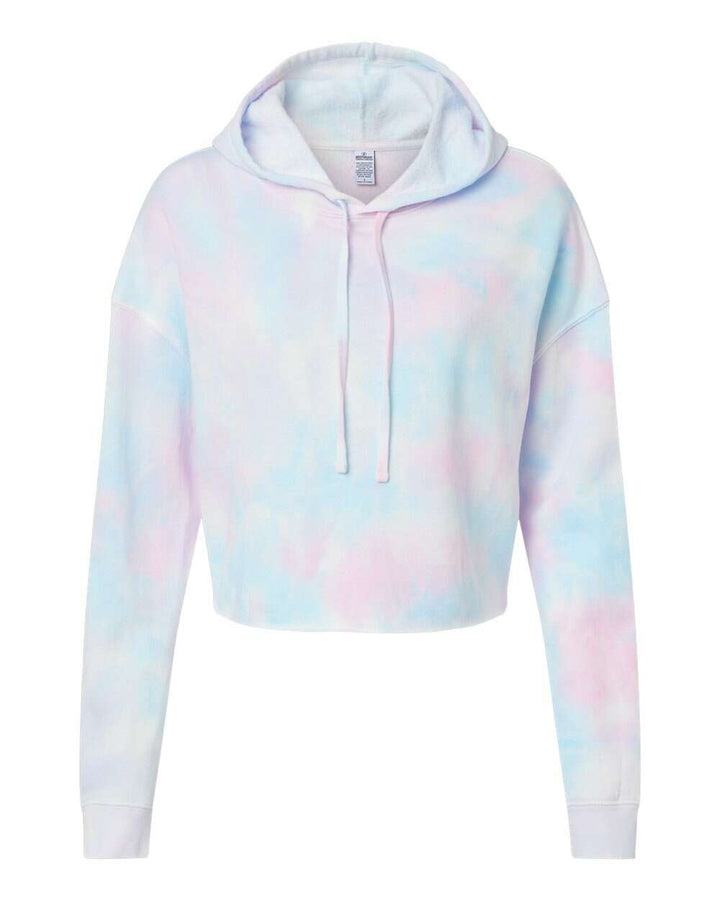 Women's Lightweight Crop Hooded Sweatshirt - AFX64CRP - Tie Dye Cotton Candy / XS - Cropped Hoodie