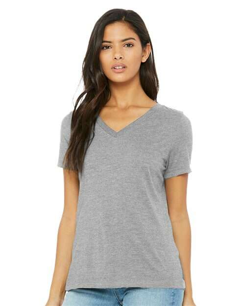 -Women's Relaxed Heather CVC V-Neck Tee-torontoscreenprinting.ca