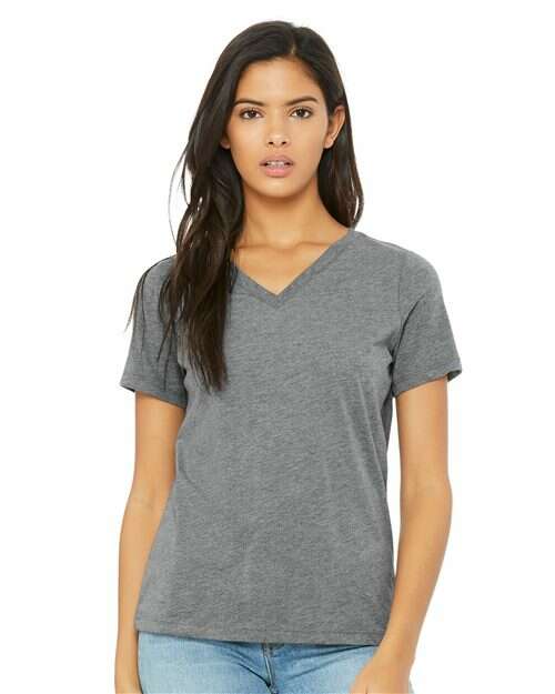 -Women's Relaxed Triblend Short Sleeve V-Neck Tee-torontoscreenprinting.ca