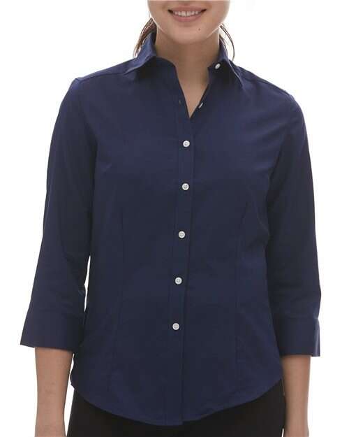 -Women's Three-Quarter Sleeve Baby Twill Dress Shirt-torontoscreenprinting.ca