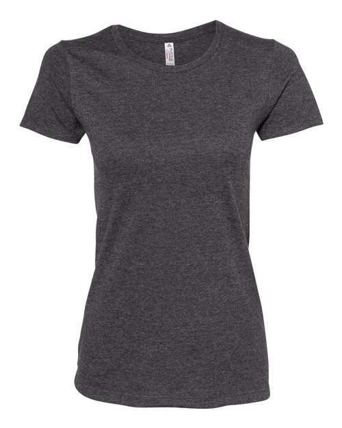 Heathered gray crew neck T-shirt from Women’s Ultimate T-Shirt in cotton polyester blend, ideal for custom apparel