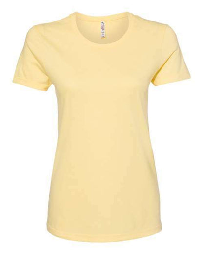 Yellow short-sleeved T-shirt from Women’s Ultimate T-Shirt in cotton polyester blend, perfect for custom apparel