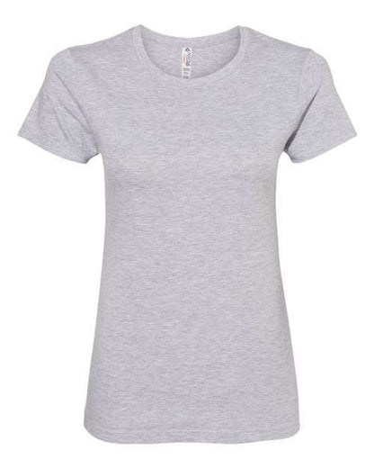 Gray short-sleeved T-shirt from Womens Ultimate T-Shirt collection, crafted in cotton polyester blend for custom apparel