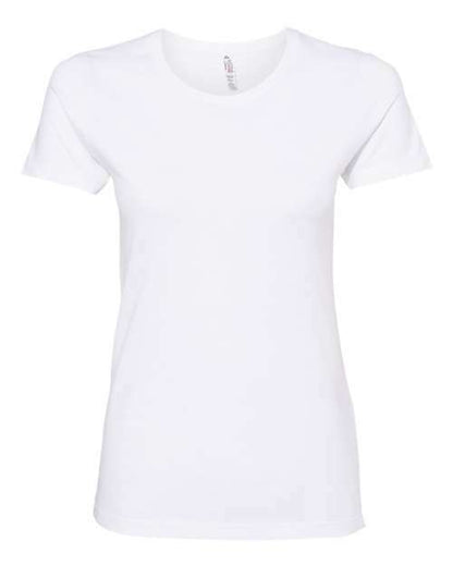 White crew neck T-shirt from Women’s Ultimate T-Shirt, made of cotton polyester blend for custom apparel