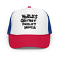 World’s Greatest Forklift Driver Regular Show Embroidered Foam Trucker Hat - White / Royal / Red