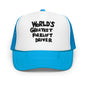 World’s Greatest Forklift Driver Regular Show Embroidered Foam Trucker Hat - Blue / White