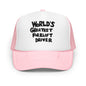 World’s Greatest Forklift Driver Regular Show Embroidered Foam Trucker Hat - Light Pink / White
