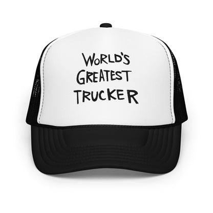 World’s Greatest Trucker Regular Show Embroidered Foam Hat - Black / White