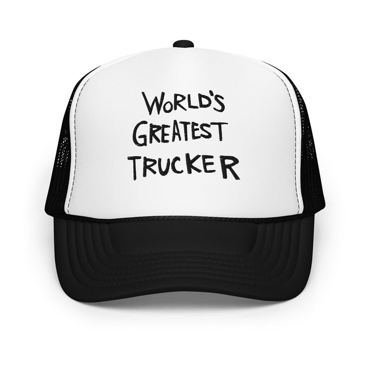 World’s Greatest Trucker Regular Show Embroidered Foam Trucker Hat - Black / White / Black