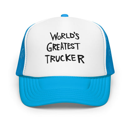 World’s Greatest Trucker Regular Show Embroidered Foam Hat - Blue / White