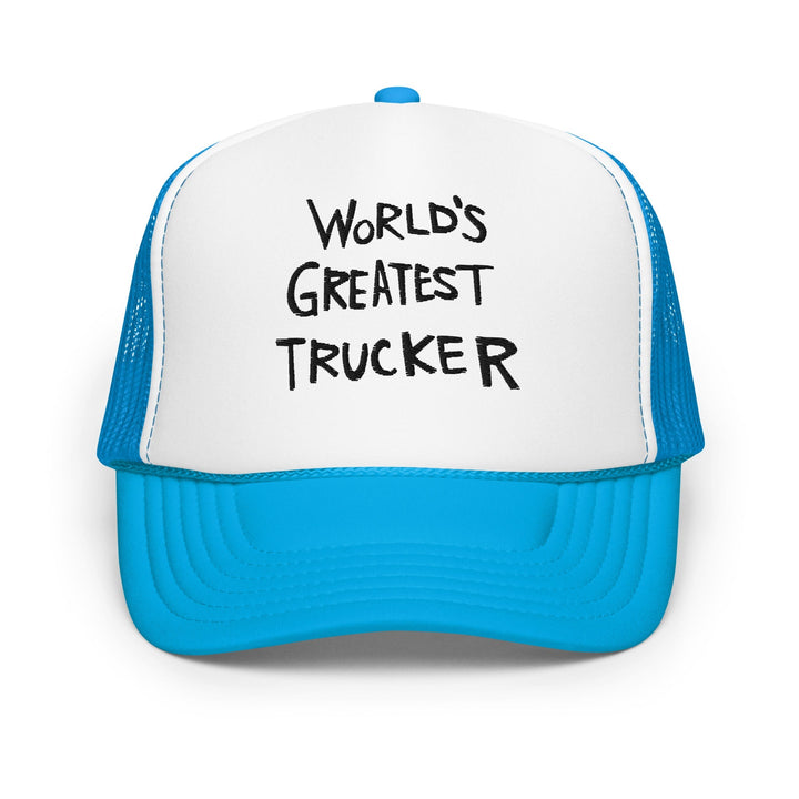 World’s Greatest Trucker Regular Show Embroidered Foam Trucker Hat - Blue / White / Blue
