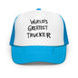 World’s Greatest Trucker Regular Show Embroidered Foam Hat - Blue / White