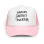 World’s Greatest Trucker Regular Show Embroidered Foam Hat - Light Pink / White
