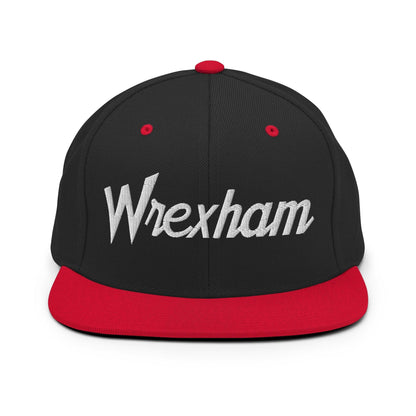 Wrexham Vintage Sports Script Bill Brim Snapback Hat - Black/ Red