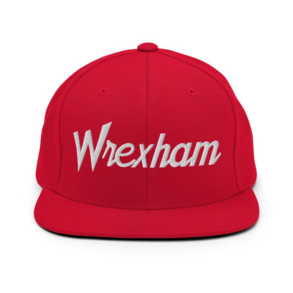 Wrexham Vintage Sports Script Bill Brim Snapback Hat - Red