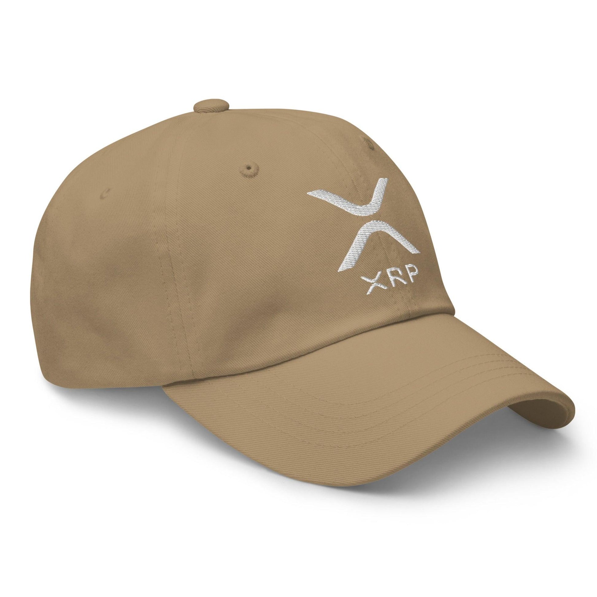 Khaki XRP Ripple Embroidered Dad Hat showcasing a ripple embroidered dad cap style