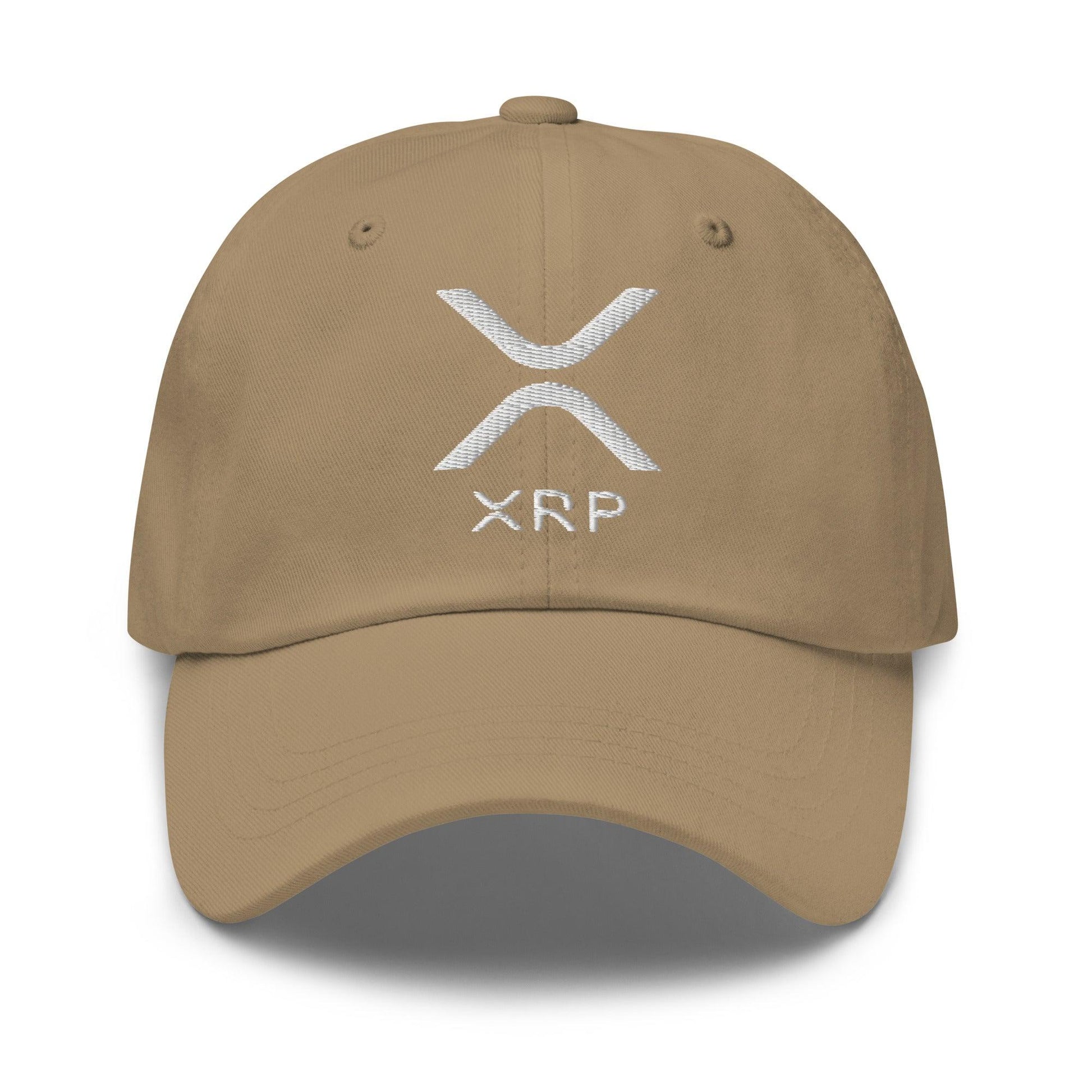 Khaki XRP Ripple embroidered dad hat featuring a stylish embroidered dad hat design