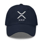 Navy blue XRP Ripple Embroidered Dad Hat, stylish embroidered dad hat for crypto fans