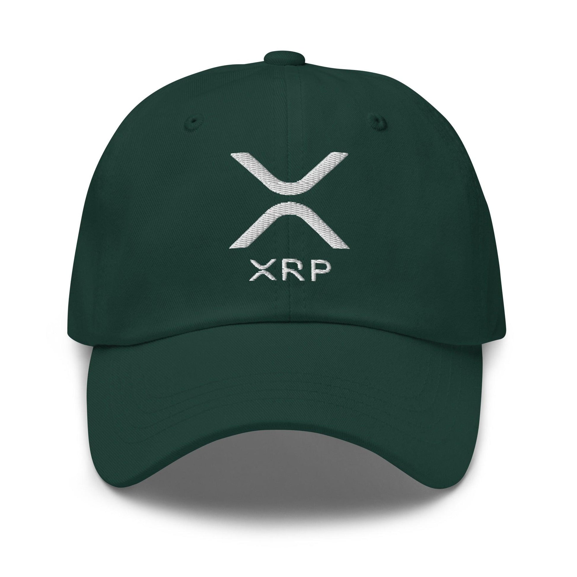 Green XRP Ripple Embroidered Dad Hat with white Ripple logo for stylish confidence