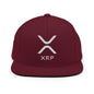 Maroon XRP Ripple Embroidered Brim Snapback Hat with flat bill design