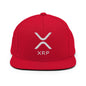 Red XRP Ripple embroidered flat bill brim snapback hat for stylish crypto enthusiasts